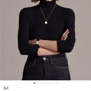 Ribbed-Knit 3x1 Turtleneck with Lettuce-Edge Ruffles